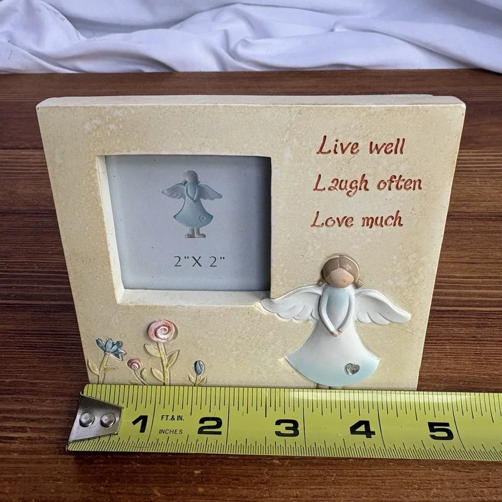 Angel 2x2 Photo Frame Live Well Laugh Often Love Much Inspirational Decor